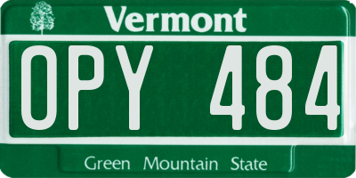 VT license plate OPY484
