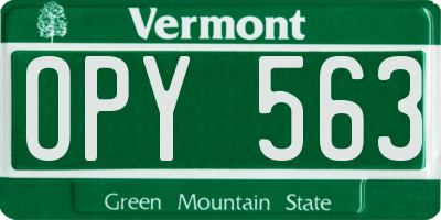 VT license plate OPY563