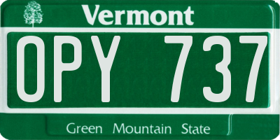 VT license plate OPY737