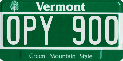 VT license plate OPY900