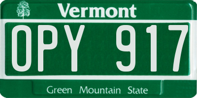 VT license plate OPY917