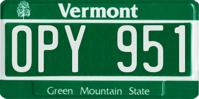 VT license plate OPY951