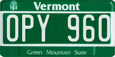 VT license plate OPY960