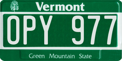 VT license plate OPY977