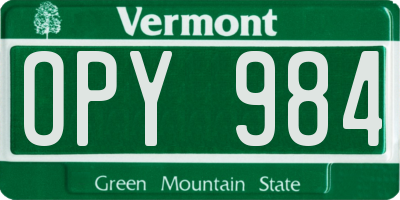 VT license plate OPY984