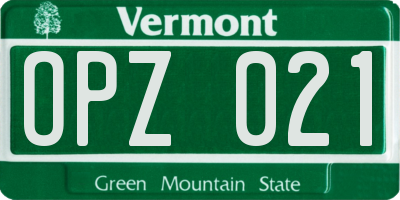 VT license plate OPZ021