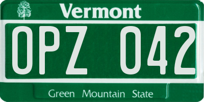 VT license plate OPZ042