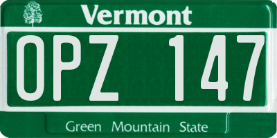 VT license plate OPZ147