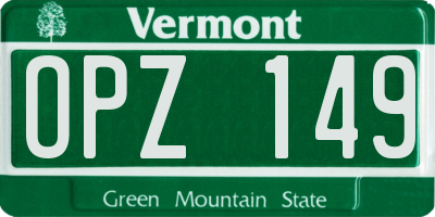 VT license plate OPZ149