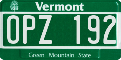 VT license plate OPZ192