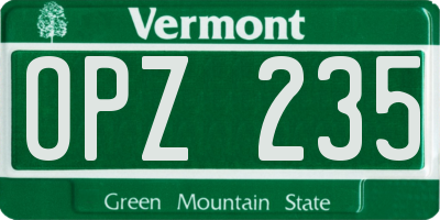 VT license plate OPZ235