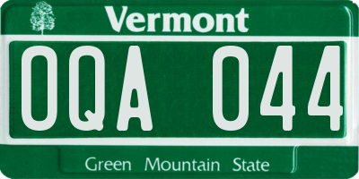 VT license plate OQA044