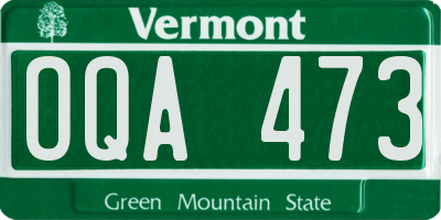 VT license plate OQA473