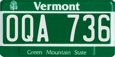 VT license plate OQA736