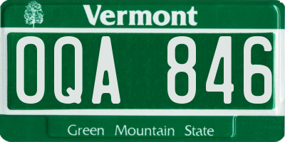 VT license plate OQA846