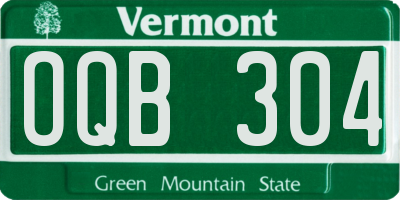 VT license plate OQB304