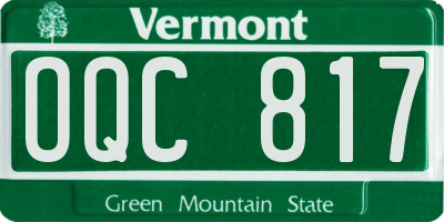 VT license plate OQC817