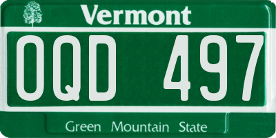 VT license plate OQD497