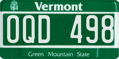 VT license plate OQD498