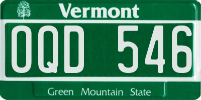 VT license plate OQD546