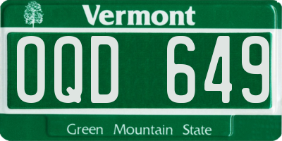 VT license plate OQD649