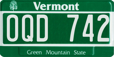 VT license plate OQD742