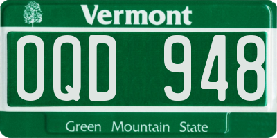 VT license plate OQD948
