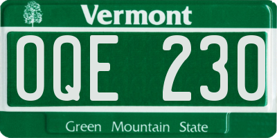 VT license plate OQE230