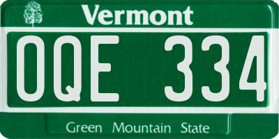 VT license plate OQE334