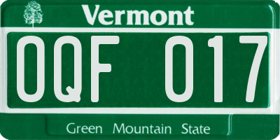 VT license plate OQF017