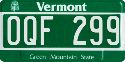 VT license plate OQF299