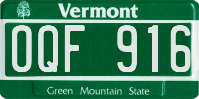 VT license plate OQF916