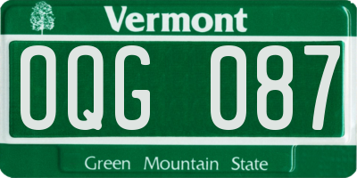 VT license plate OQG087