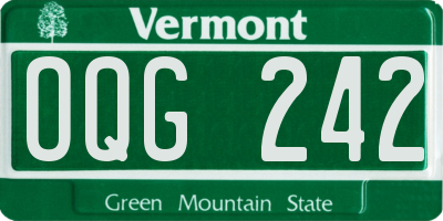 VT license plate OQG242