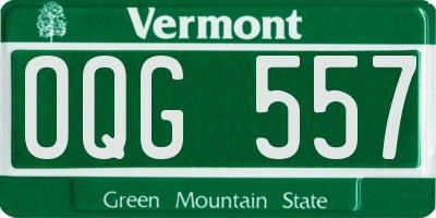 VT license plate OQG557