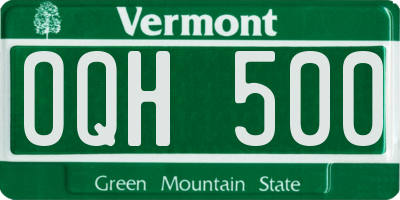 VT license plate OQH500