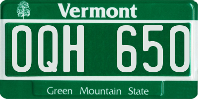 VT license plate OQH650