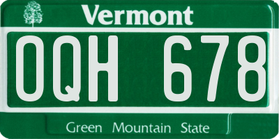 VT license plate OQH678