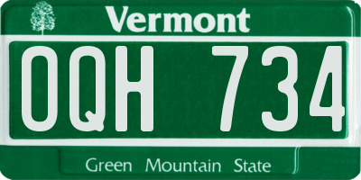 VT license plate OQH734