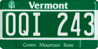 VT license plate OQI243