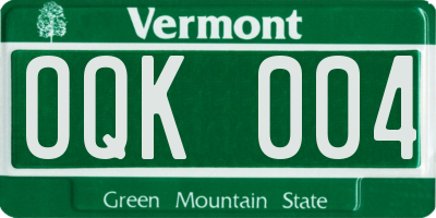 VT license plate OQK004