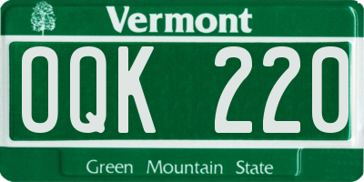 VT license plate OQK220