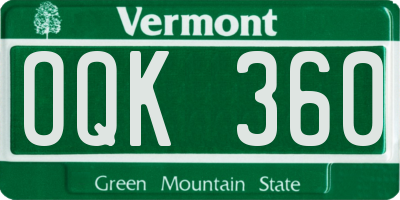 VT license plate OQK360