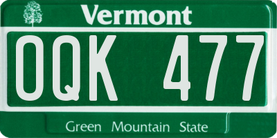 VT license plate OQK477