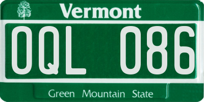 VT license plate OQL086