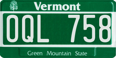 VT license plate OQL758