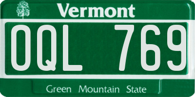 VT license plate OQL769