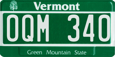 VT license plate OQM340