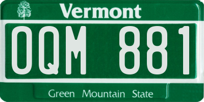 VT license plate OQM881