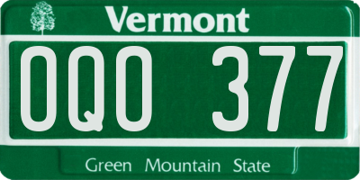 VT license plate OQO377